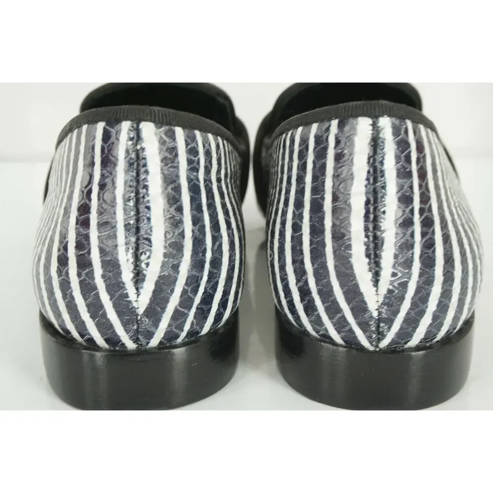Tory Burch Evette Striped Patent Penny Loafer Flats SZ 5 $325 NIB
